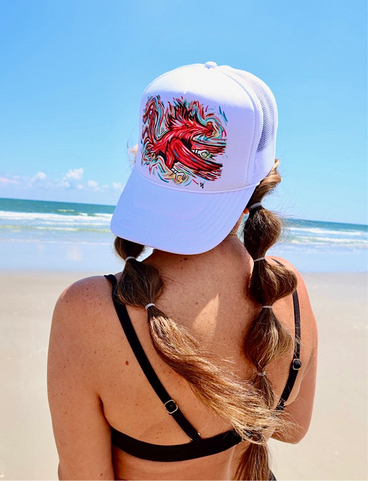 Cocky Feathers Trucker Solid White