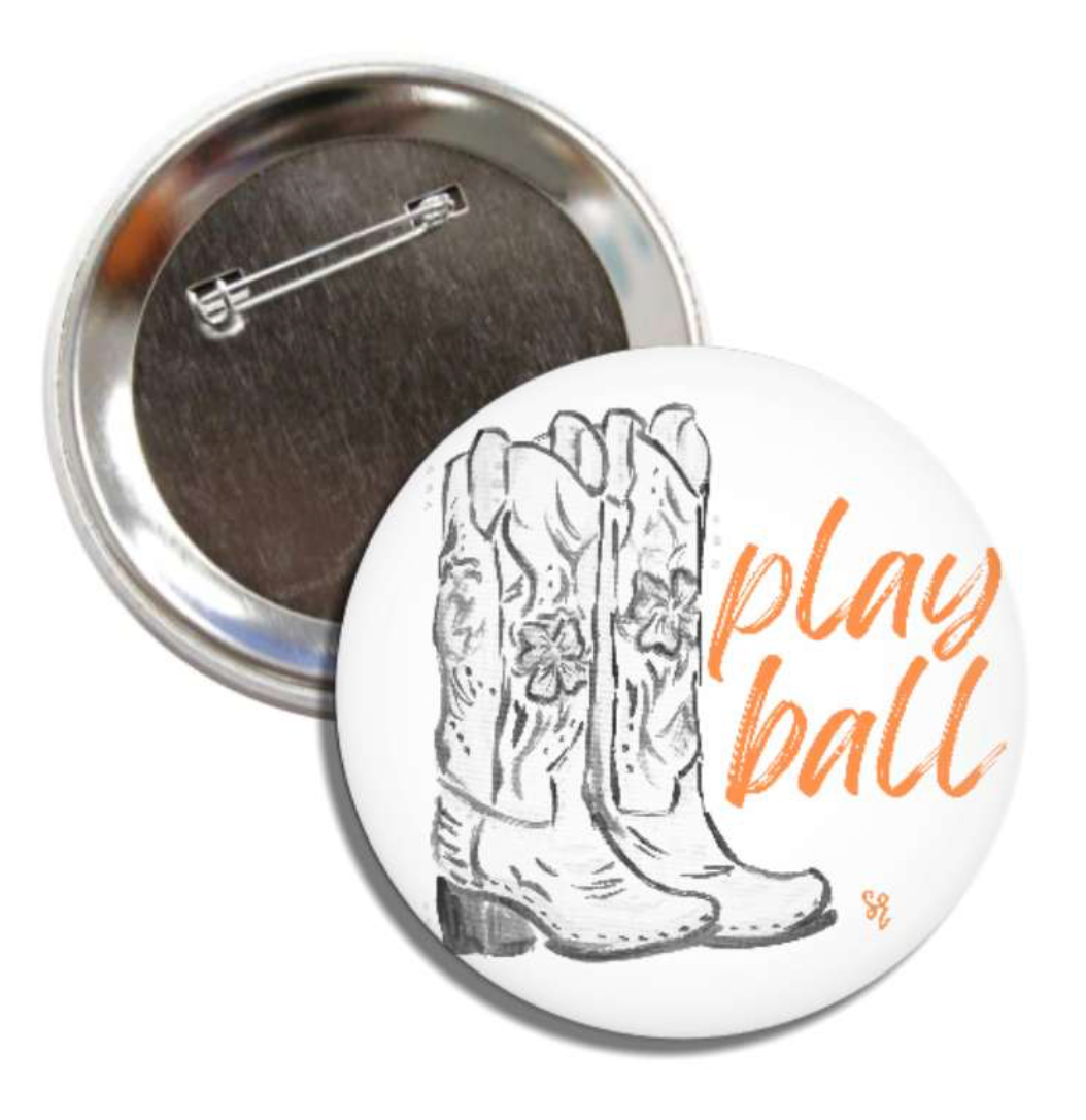 Orange Play Ball Game Day Pin